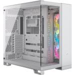 Carcasa CORSAIR iCUE LINK 6500X Mid Tower ARGB ALB, Tempered Glass, Sloturi Expansiune 8 orizontal + 3 vertical, Drive Bays: 2x3.5" 2x2.5", Format Placa De Baza Suportat: Mini-ITX, Micro-ATX, ATX, E-ATX, Lungime Maxima Placa Video: 400mm, Inaltime Maxima 