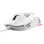 Mouse cu fir Trust GXT 928W Helox, rezolutie maxima 6400 DPI, 6 butoane, interfata USB-A, alb