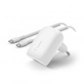 Belkin BOOST CHARGE 30W PD PPS Wall Charger + USB-C to USB-C Cable White