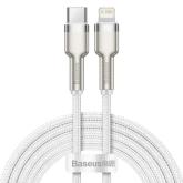 CABLU alimentare si date Baseus Cafule Metal, Fast Charging Data Cable pt. smartphone, USB Type-C la Lightning Iphone PD 20W, braided, 2m, alb 
