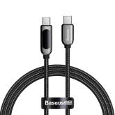 CABLU alimentare si date Baseus Display, Fast Charging Data Cable pt. smartphone, USB Type-C la USB Type-C 100W, braided, display, 1m, negru 