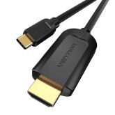 Cablu video Vention, USB Type-C(T) la HDMI(T), 2m, rezolutie maxima 4K la 30Hz, conectori auriti, cupru, invelis PVC, negru, 