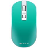 CANYON MW-18 2.4GHz Wireless Rechargeable Mouse with Pixart sensor, 4keys, Silent switch for right/left keys,DPI: 800/1200/1600, Max. usage 50 hours for one time full charged, 300mAh Li-poly battery,, Aquamarine, cable length 0.56m, 116.4*63.3*32.3mm, 0.0