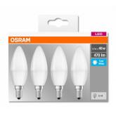 4 Becuri LED Osram Base Classic B, E14, 4.9W (40W), 470 lm, lumina neutra (4000K)