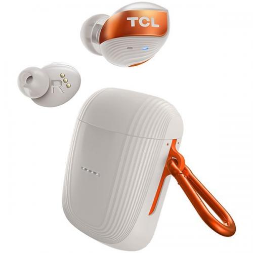 TCL In-Ear True Wireless Bluetooth Headset, Frequency of response 10-22K, Sensitivity 100 dB, Driver Size 6mm, Impedence 14 Ohm, Max power 20mW, Wireless Charging, Playtime 6.5h/33h, IPX5, Bluetooth 5.0, A2DP, AVRCP, HFP, HSP, USB-C, Color Copper Ash